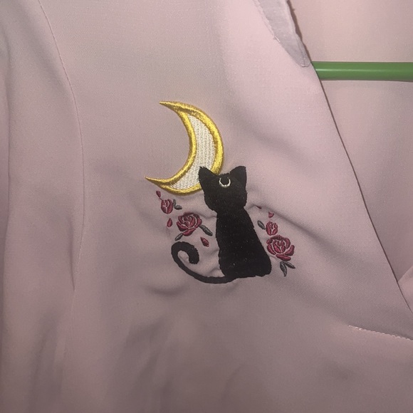 Rare GU Collaboration Embroidery Blouse Women's S Size (Japanese Size) Pink - Picture 5 of 16